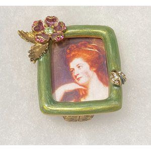 Jay Strongwater Square Floral Picture Frame Lady Bug Insect Flower Signed